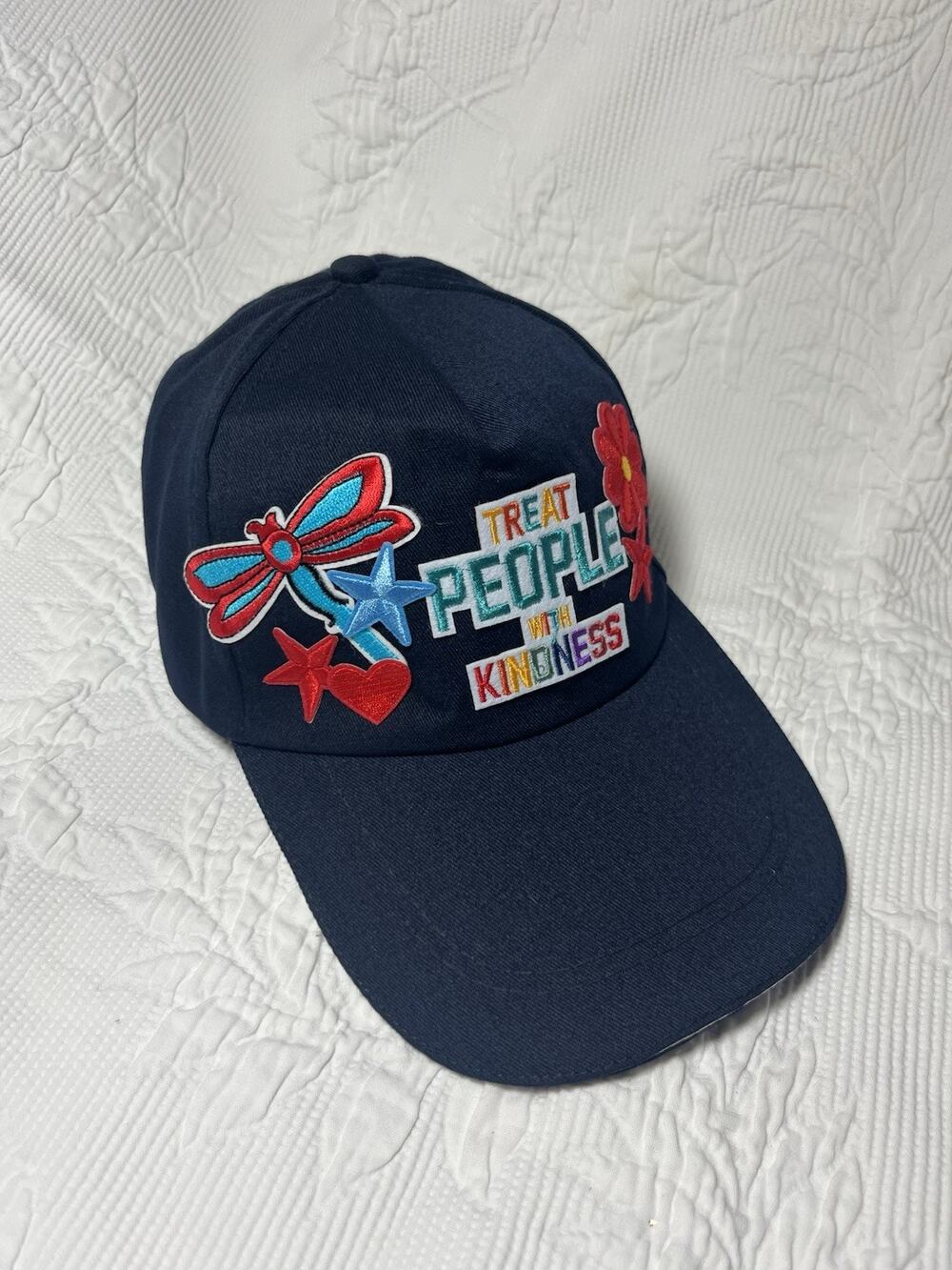 Custom Navy Blue Layered Patches Trucker Hat Adjustable Snap Back